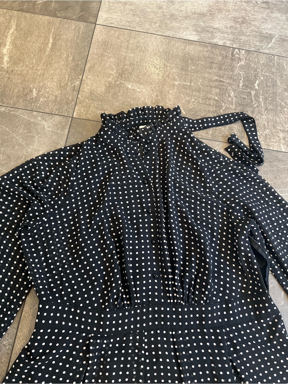 Ann Klein Polka Dot Long Sleeve Midi Dress - Black/White size 16 - Picture 10 of 12